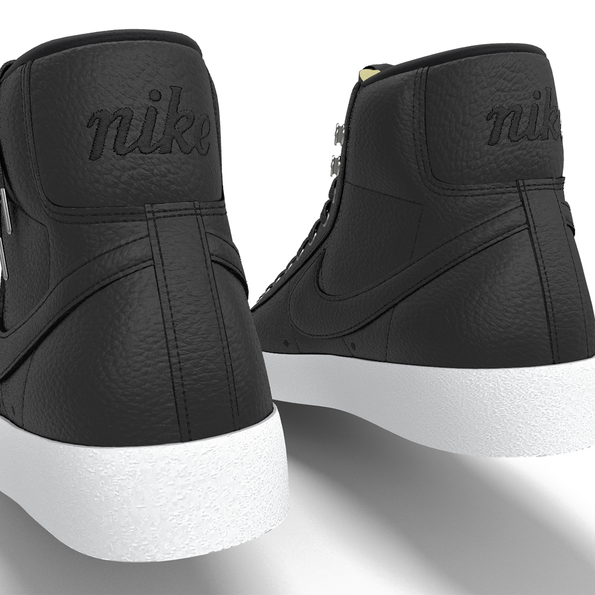$195 NIB NEW Mens NIKE Blazer Mid 77 Custom Black & White Premium Leather Shoes