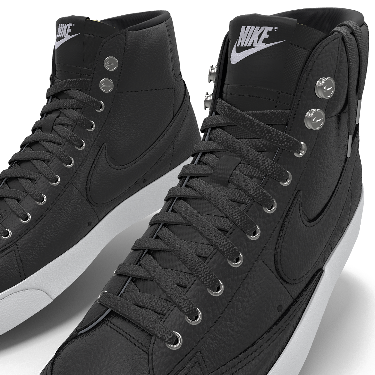 $195 NIB NEW Mens NIKE Blazer Mid 77 Custom Black & White Premium Leather Shoes